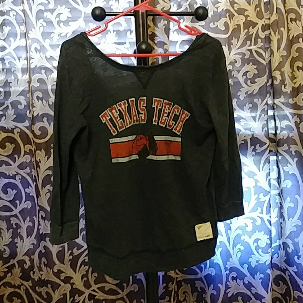 Distant Replays TTU off-the-shoulder vintage top